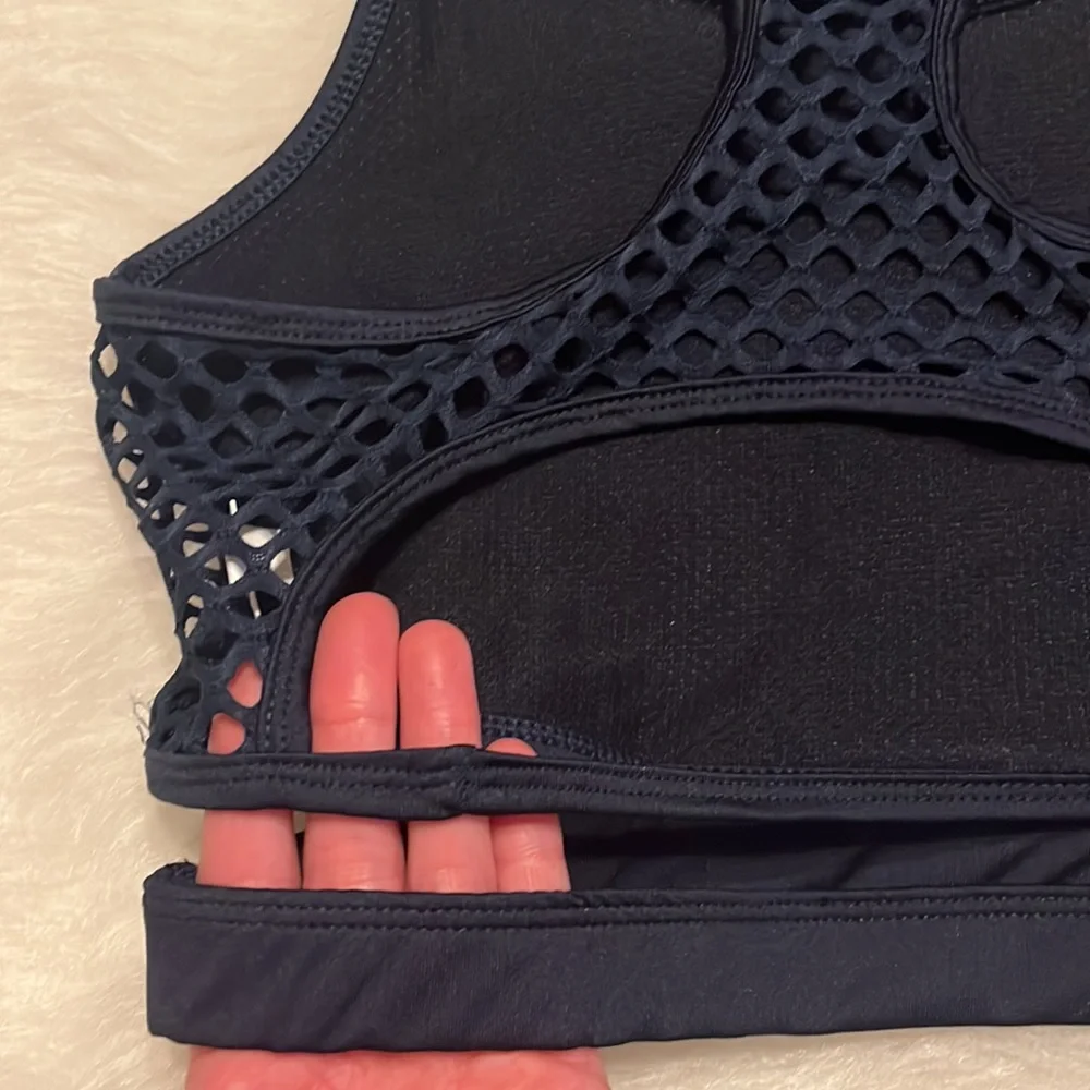 Navy Blue Sports Bra with Mesh Back